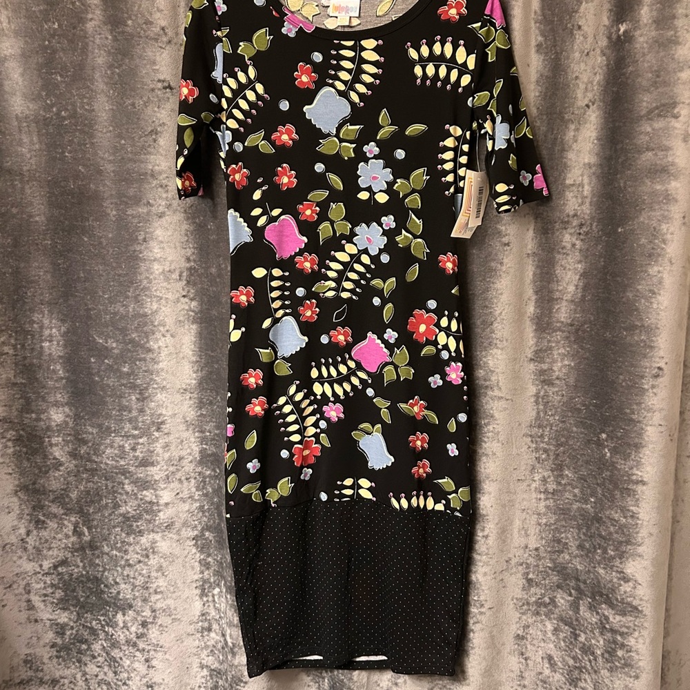LuLaRoe Julia Tulip Floral Bodycon Midi Dress RARE